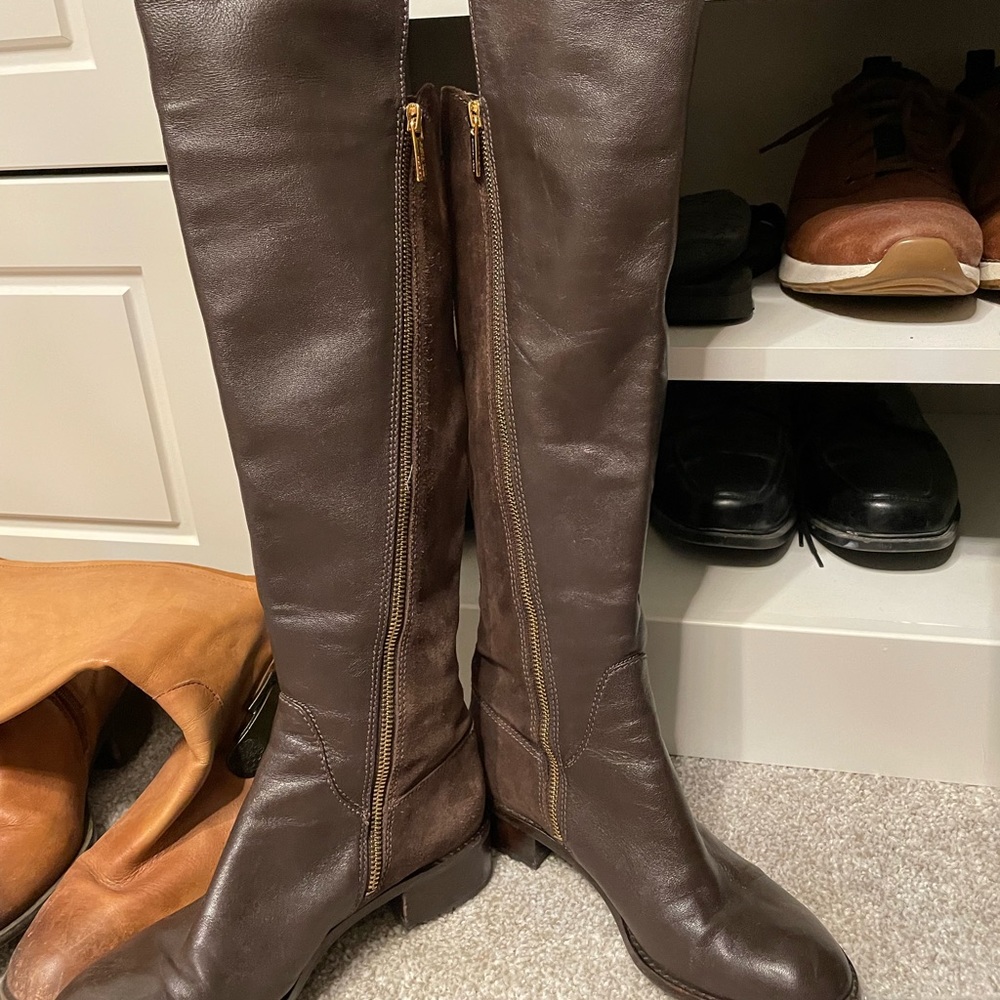 Vince Camuto Medium Calf Tall Shaft Boots Pauletta Brown Suede - size 7 - Picture 2 of 4